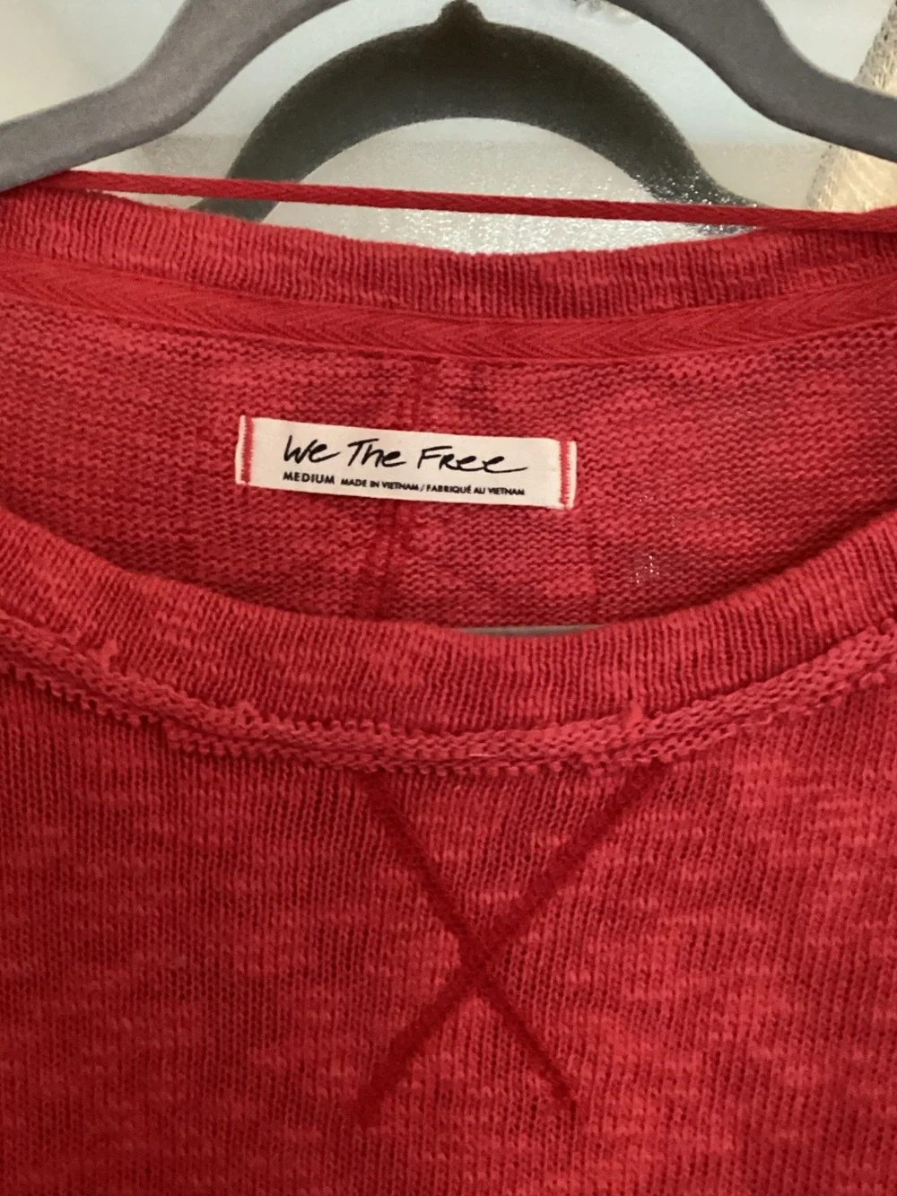 We The Free Red Lightweight Crewneck Pullover